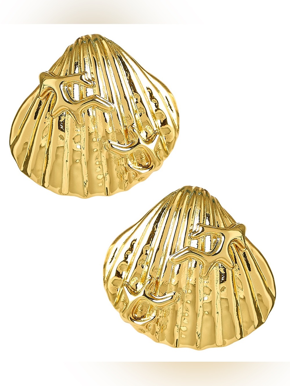 Lisi Lerch Cora Shell & Coral - Gold Stud - 18k Gold Plated NWT